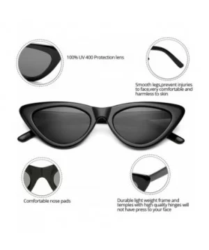 Retro Vintage Cat Eye Sunglasses for women Clout Goggles Composite Frame - Black/Grey - CA18OZ4YGH9 $10.59 Sport