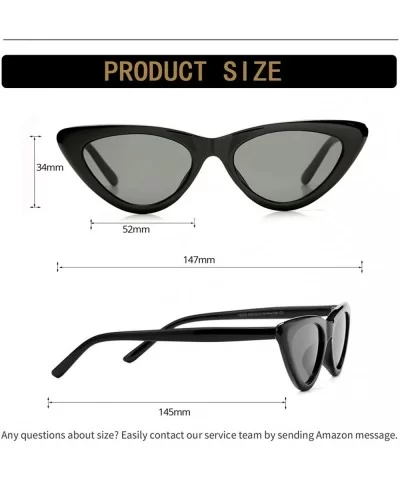 Retro Vintage Cat Eye Sunglasses for women Clout Goggles Composite Frame - Black/Grey - CA18OZ4YGH9 $10.59 Sport