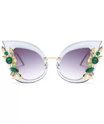 Luxury Sunglasses Women Inlaid Rhinestone Retro Sun Glasses - 7 - C8185ETU0MH $8.39 Oversized