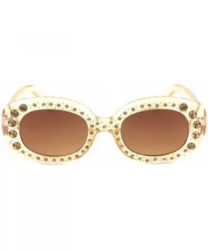 Frontal Rhinestone Squared Oval Thick Frame Sunglasses - Brown Crystal - C51987EYZM5 $12.71 Oval