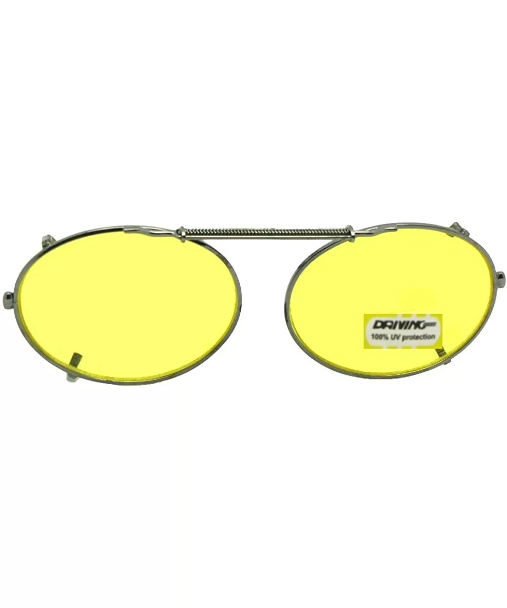 Oval Yellow Non Polarized Clip on Sunglasses - Pewter Frame-yellow Lenses - CX189N88WL4 $14.71 Oval