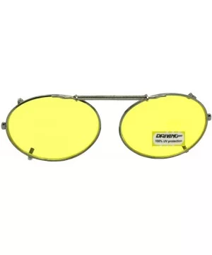 Oval Yellow Non Polarized Clip on Sunglasses - Pewter Frame-yellow Lenses - CX189N88WL4 $14.71 Oval