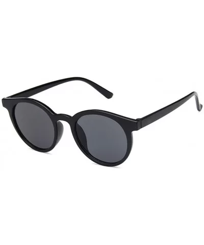 Unisex Sunglasses Retro Coffee Drive Holiday Round Non-Polarized UV400 - Bright Black - CI18RLXW5O6 $5.71 Round