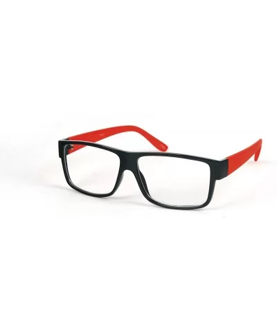 Wayfarer Clear Lens Rubber Coated Soft Feel Temple Sunglasses P2065CL - Orange - CJ11BOS09MN $6.18 Wayfarer