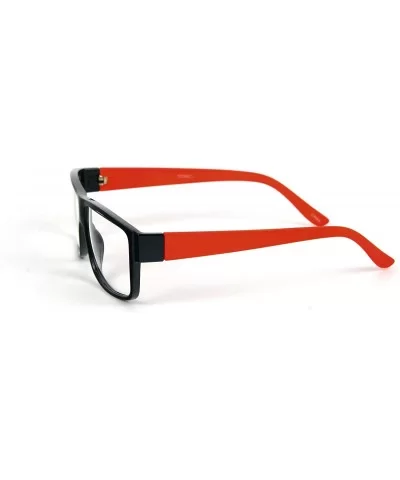 Wayfarer Clear Lens Rubber Coated Soft Feel Temple Sunglasses P2065CL - Orange - CJ11BOS09MN $6.18 Wayfarer