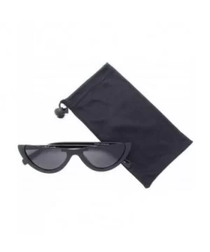 Half Frame Cat Eye Sunglasses P2456 - Black Smoke Lens - CA18QL6AR8W $7.83 Cat Eye