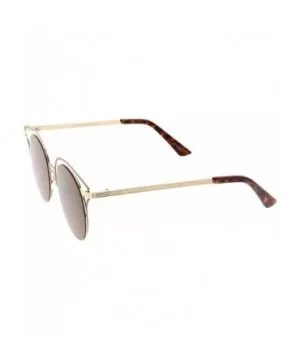 Unique Metal Cut Out Round Neutral Color Flat Lens Cat Eye Sunglasses 50mm - Gold Brown / Brown - CV186MTLHH4 $10.97 Cat Eye