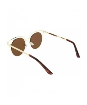 Unique Metal Cut Out Round Neutral Color Flat Lens Cat Eye Sunglasses 50mm - Gold Brown / Brown - CV186MTLHH4 $10.97 Cat Eye