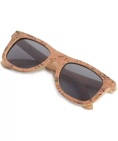 Cork Sticker Bamboo Polarized Sunglasses Eyewear With Bamboo Case - Bamboo - CV183YHG22I $17.65 Wayfarer