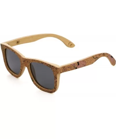 Cork Sticker Bamboo Polarized Sunglasses Eyewear With Bamboo Case - Bamboo - CV183YHG22I $17.65 Wayfarer