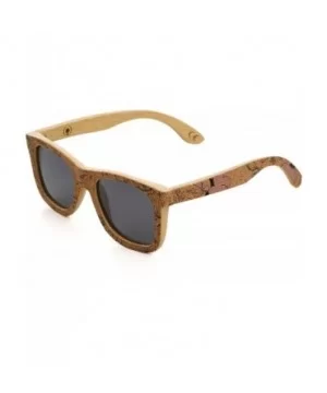 Cork Sticker Bamboo Polarized Sunglasses Eyewear With Bamboo Case - Bamboo - CV183YHG22I $17.65 Wayfarer