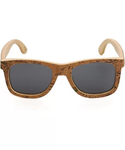 Cork Sticker Bamboo Polarized Sunglasses Eyewear With Bamboo Case - Bamboo - CV183YHG22I $17.65 Wayfarer