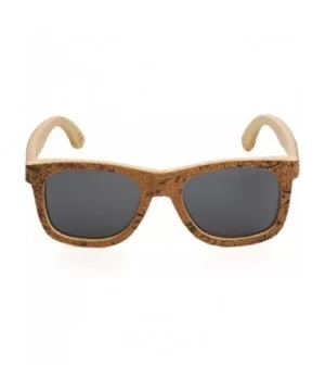 Cork Sticker Bamboo Polarized Sunglasses Eyewear With Bamboo Case - Bamboo - CV183YHG22I $17.65 Wayfarer