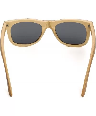 Cork Sticker Bamboo Polarized Sunglasses Eyewear With Bamboo Case - Bamboo - CV183YHG22I $17.65 Wayfarer