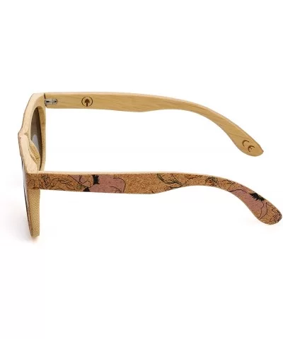 Cork Sticker Bamboo Polarized Sunglasses Eyewear With Bamboo Case - Bamboo - CV183YHG22I $17.65 Wayfarer