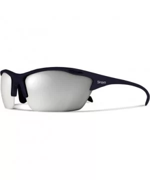 Alpha Navy Blue Road Cycling/Fishing Sunglasses with ZEISS P7020M Super Silver Mirrored Lenses - CX18KN79WLQ $16.50 Sport