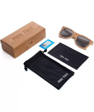 Cork Sticker Bamboo Polarized Sunglasses Eyewear With Bamboo Case - Bamboo - CV183YHG22I $17.65 Wayfarer