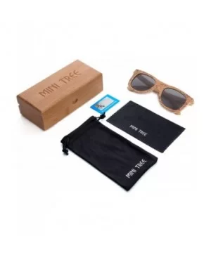 Cork Sticker Bamboo Polarized Sunglasses Eyewear With Bamboo Case - Bamboo - CV183YHG22I $17.65 Wayfarer