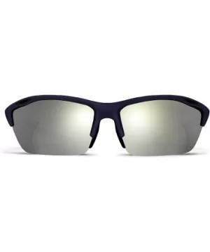 Alpha Navy Blue Road Cycling/Fishing Sunglasses with ZEISS P7020M Super Silver Mirrored Lenses - CX18KN79WLQ $16.50 Sport