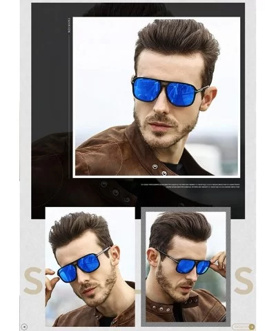 Polarized Sunglasses for Men Aviator Driving Women Mens Sunglasses Rectangular Vintage Sun Glasses - CP18S2ULOKR $14.51 Round