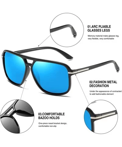 Polarized Sunglasses for Men Aviator Driving Women Mens Sunglasses Rectangular Vintage Sun Glasses - CP18S2ULOKR $14.51 Round