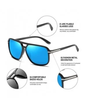 Polarized Sunglasses for Men Aviator Driving Women Mens Sunglasses Rectangular Vintage Sun Glasses - CP18S2ULOKR $14.51 Round