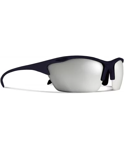 Alpha Navy Blue Road Cycling/Fishing Sunglasses with ZEISS P7020M Super Silver Mirrored Lenses - CX18KN79WLQ $16.50 Sport