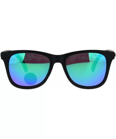 Polarized Premium Kush Color Mirror Horn Rim Hipster Gangster Sunglasses - Teal - CT18DI99GCZ $10.49 Rectangular