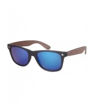 Horn Rimmed Wood Pattern Sunglasses w/Color Mirror Lens 5401AWD-REV - Matte Black+brown - CA182ID37OM $6.89 Square