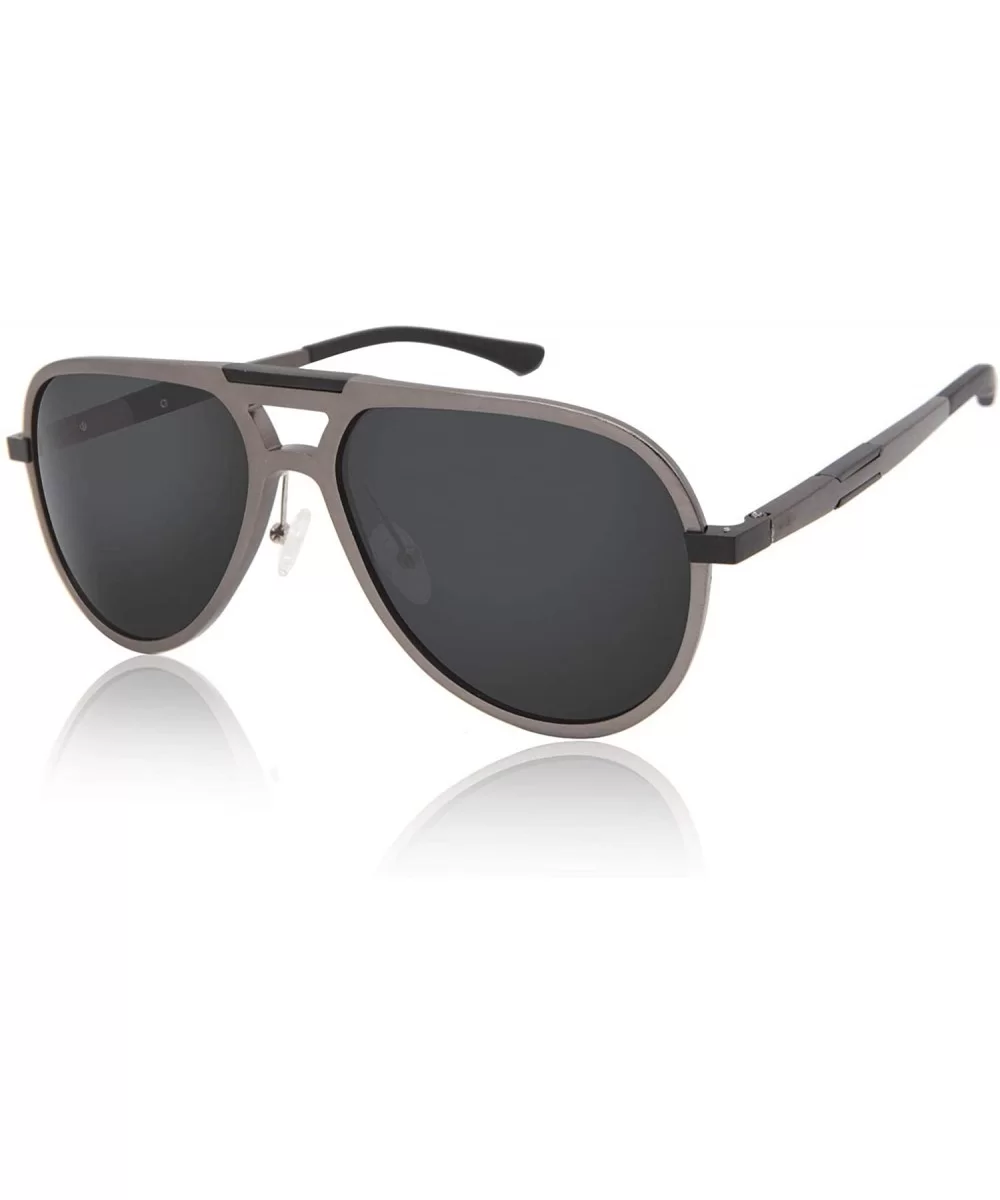 Aviator Driving Polarized Sunglasses for Men Al-Mg Metal Frame Ultra Light - Gun - C618HSU7HNH $14.77 Sport