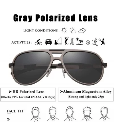 Aviator Driving Polarized Sunglasses for Men Al-Mg Metal Frame Ultra Light - Gun - C618HSU7HNH $14.77 Sport