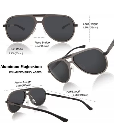 Aviator Driving Polarized Sunglasses for Men Al-Mg Metal Frame Ultra Light - Gun - C618HSU7HNH $14.77 Sport