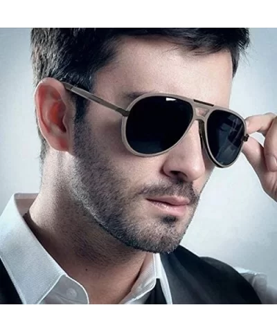 Aviator Driving Polarized Sunglasses for Men Al-Mg Metal Frame Ultra Light - Gun - C618HSU7HNH $14.77 Sport