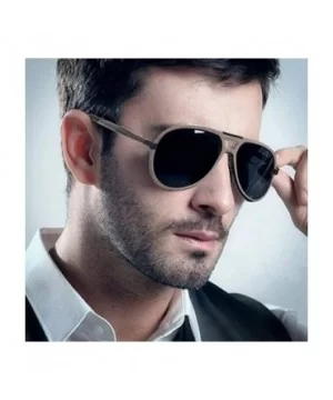 Aviator Driving Polarized Sunglasses for Men Al-Mg Metal Frame Ultra Light - Gun - C618HSU7HNH $14.77 Sport