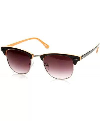 Two-Tone Colorful Classic Half Frame Horn Rimmed Sunglasses (Black-Orange) - C111J47JO6D $9.56 Wayfarer