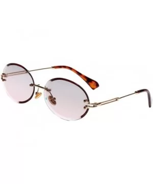 Oval Lens Fashion Metal Frame Mirrored Women Sunglasses for Summer - Beach - Party - Gray+pink - C2190HTTUZ6 $13.32 Oval