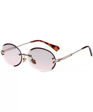 Oval Lens Fashion Metal Frame Mirrored Women Sunglasses for Summer - Beach - Party - Gray+pink - C2190HTTUZ6 $13.32 Oval