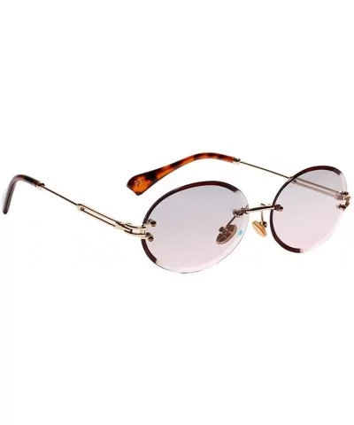 Oval Lens Fashion Metal Frame Mirrored Women Sunglasses for Summer - Beach - Party - Gray+pink - C2190HTTUZ6 $13.32 Oval