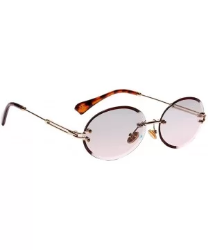 Oval Lens Fashion Metal Frame Mirrored Women Sunglasses for Summer - Beach - Party - Gray+pink - C2190HTTUZ6 $13.32 Oval