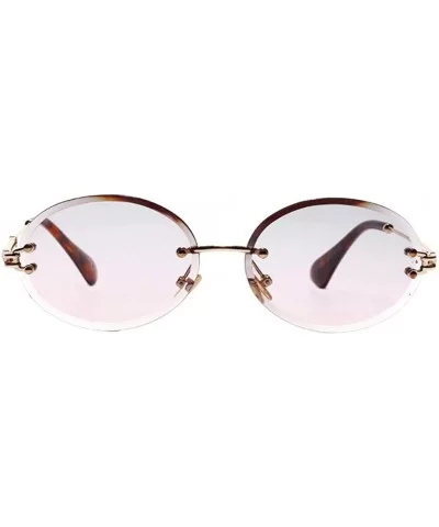 Oval Lens Fashion Metal Frame Mirrored Women Sunglasses for Summer - Beach - Party - Gray+pink - C2190HTTUZ6 $13.32 Oval