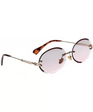 Oval Lens Fashion Metal Frame Mirrored Women Sunglasses for Summer - Beach - Party - Gray+pink - C2190HTTUZ6 $13.32 Oval