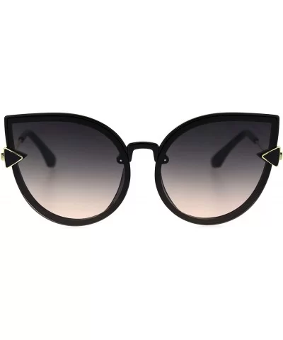 Womens Oversize Cat Eye Bolt Crooked Arm Designer Sunglasses - Black Black Peach - CW18SO0KNKK $6.82 Cat Eye