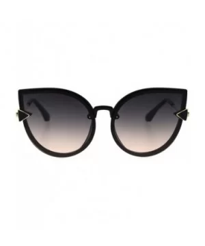 Womens Oversize Cat Eye Bolt Crooked Arm Designer Sunglasses - Black Black Peach - CW18SO0KNKK $6.82 Cat Eye