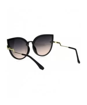 Womens Oversize Cat Eye Bolt Crooked Arm Designer Sunglasses - Black Black Peach - CW18SO0KNKK $6.82 Cat Eye