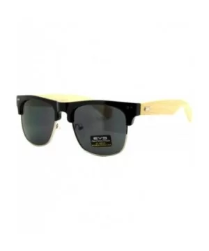 Real Bamboo Temple Sunglasses Square Designer Top Fashion Shades - Black (Black) - CR187LHK82R $6.03 Square