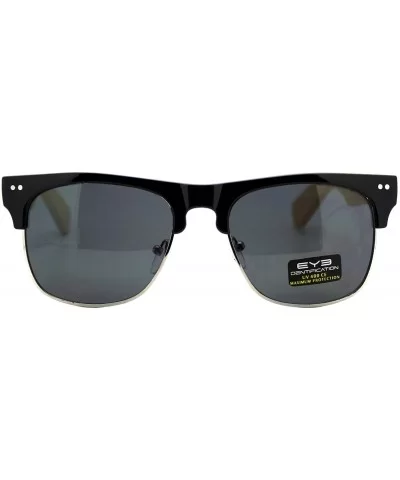 Real Bamboo Temple Sunglasses Square Designer Top Fashion Shades - Black (Black) - CR187LHK82R $6.03 Square