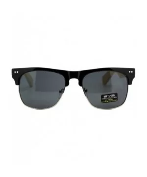 Real Bamboo Temple Sunglasses Square Designer Top Fashion Shades - Black (Black) - CR187LHK82R $6.03 Square