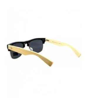 Real Bamboo Temple Sunglasses Square Designer Top Fashion Shades - Black (Black) - CR187LHK82R $6.03 Square