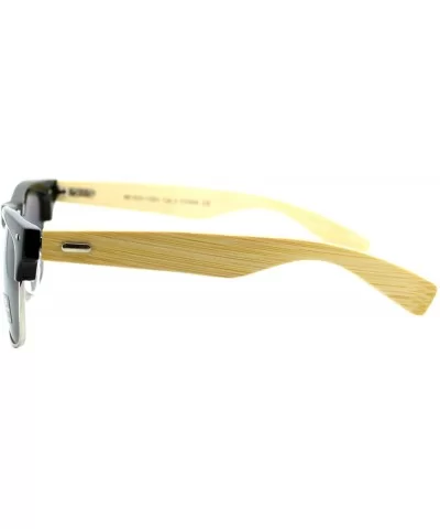 Real Bamboo Temple Sunglasses Square Designer Top Fashion Shades - Black (Black) - CR187LHK82R $6.03 Square