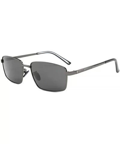 Explosive Men's Polarized Sunglasses Fashion Driving Sunglasses - Light Black C2 - CH1904YOGGM $10.27 Round